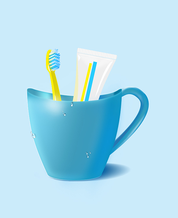 牙杯手繪 三色空蒙中的插畫(huà)習(xí)作